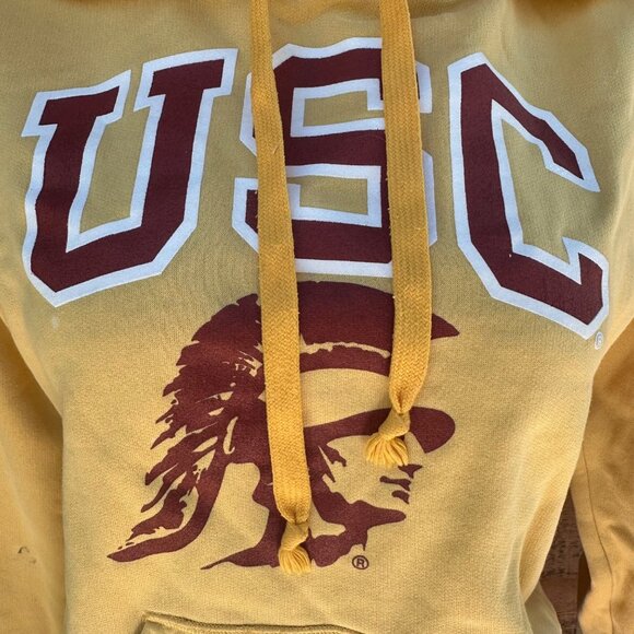 Jones & Mitchell Womens Yellow USC Hoodie With Trojan Logo Medium Cotton Blend - Picture 8 of 11